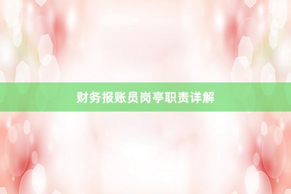 财务报账员岗亭职责详解